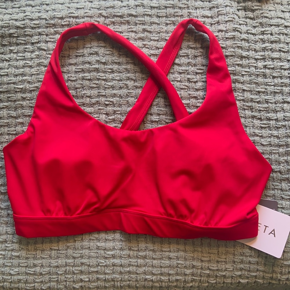 Athleta red underwire swim top 34D/DD NWT